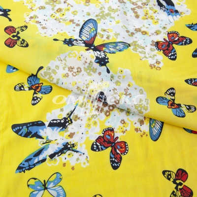 Плательная ткань "Софи" 7.2, 75 гр/м2, шир.150 см, принт бабочки - купить в Новокузнецке. Цена 241.49 руб.