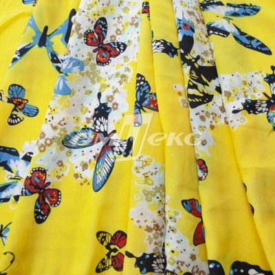 Плательная ткань "Софи" 7.2, 75 гр/м2, шир.150 см, принт бабочки - купить в Новокузнецке. Цена 241.49 руб.