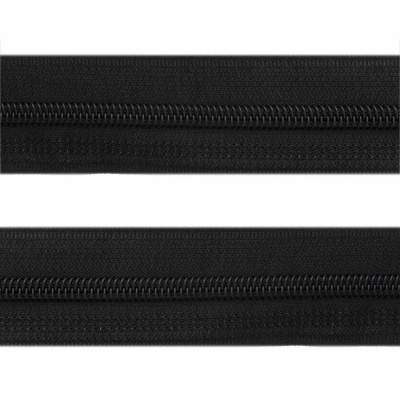 Рулонная молния с покрытием PVC спираль тип 3 (упак.270м) -черная с полосой СВО - купить в Новокузнецке. Цена: 12.74 руб.