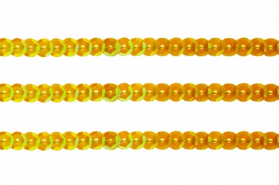 Пайетки "ОмТекс" на нитях, CREAM, 6 мм С / упак.73+/-1м, цв. 92 - золото - купить в Новокузнецке. Цена: 484.77 руб.