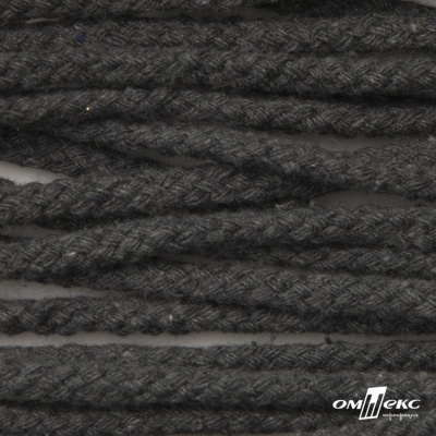 Шнур плетеный d-6 мм круглый, 70% хлопок 30% полиэстер, уп.90+/-1 м, цв.1088-т.серый - купить в Новокузнецке. Цена: 588 руб.