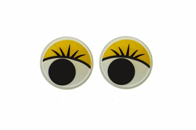 Глазки для игрушек, круглые, с бегающими зрачками, 12 мм/упак.50+/-2 шт, цв. -желтый - купить в Новокузнецке. Цена: 95.04 руб.