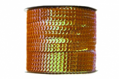 Пайетки "ОмТекс" на нитях, CREAM, 6 мм С / упак.73+/-1м, цв. 88 - оранжевый - купить в Новокузнецке. Цена: 300.55 руб.