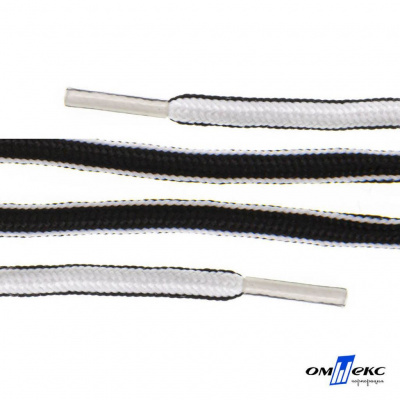 Шнурки #4-27, круглые 130 см, двухцветные (черно/белый) - купить в Новокузнецке. Цена: 47.04 руб.
