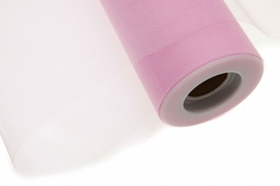 Фатин в шпульках 16-14, 10 гр/м2, шир. 15 см (в нам. 25+/-1 м), цвет розовый - купить в Новокузнецке. Цена: 100.69 руб.