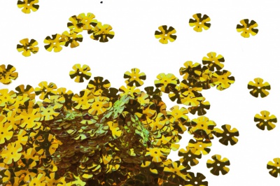 Пайетки "ОмТекс" россыпью,DOUBLE SIDED GOLD,цветок 14 мм/упак.50 гр, цв. 0460-золото - купить в Новокузнецке. Цена: 80.12 руб.