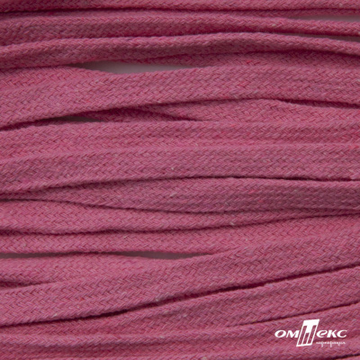 Шнур плетеный d-8 мм плоский, 70% хлопок 30% полиэстер, уп.85+/-1 м, цв.1029-розовый - купить в Новокузнецке. Цена: 735 руб.