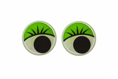 Глазки для игрушек, круглые, с бегающими зрачками, 15 мм/упак.50+/-2 шт, цв. -зеленый - купить в Новокузнецке. Цена: 113.01 руб.