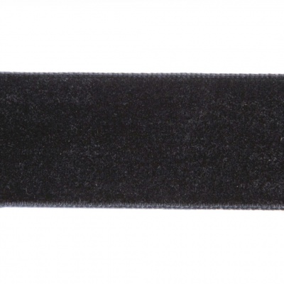Лента бархатная нейлон, шир.25 мм, (упак. 45,7м), цв.03-черный - купить в Новокузнецке. Цена: 800.84 руб.