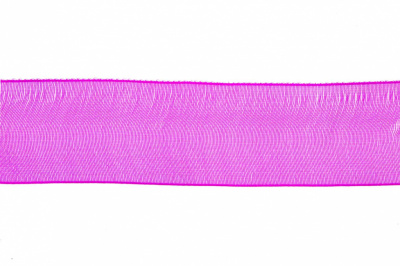 Лента органза 1015, шир. 10 мм/уп. 22,8+/-0,5 м, цвет ярк.розовый - купить в Новокузнецке. Цена: 38.39 руб.