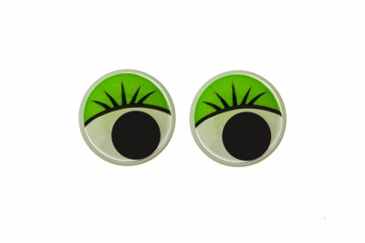 Глазки для игрушек, круглые, с бегающими зрачками, 12 мм/упак.50+/-2 шт, цв. -зеленый - купить в Новокузнецке. Цена: 95.04 руб.