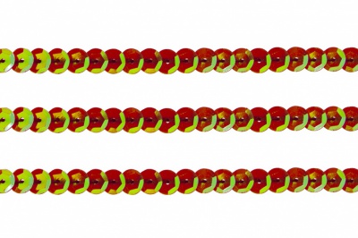 Пайетки "ОмТекс" на нитях, CREAM, 6 мм С / упак.73+/-1м, цв. 96 - красный - купить в Новокузнецке. Цена: 484.77 руб.