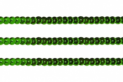 Пайетки "ОмТекс" на нитях, SILVER-BASE, 6 мм С / упак.73+/-1м, цв. 4 - зеленый - купить в Новокузнецке. Цена: 484.77 руб.