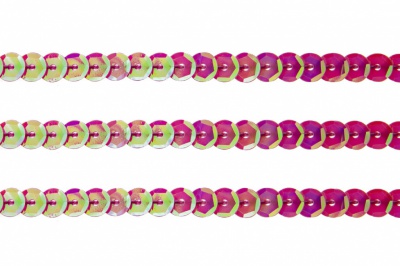 Пайетки "ОмТекс" на нитях, CREAM, 6 мм С / упак.73+/-1м, цв. 89 - розовый - купить в Новокузнецке. Цена: 468.37 руб.