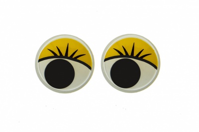 Глазки для игрушек, круглые, с бегающими зрачками, 15 мм/упак.50+/-2 шт, цв. -желтый - купить в Новокузнецке. Цена: 113.01 руб.