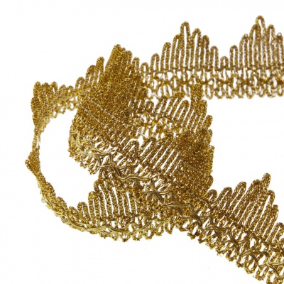 Тесьма металлизированная 0384-0240, шир. 40 мм/уп. 25+/-1 м, цвет золото - купить в Новокузнецке. Цена: 490.74 руб.