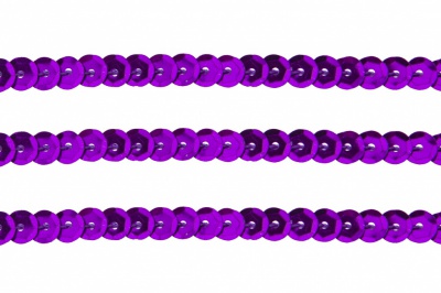 Пайетки "ОмТекс" на нитях, SILVER-BASE, 6 мм С / упак.73+/-1м, цв. 12 - фиолет - купить в Новокузнецке. Цена: 300.55 руб.